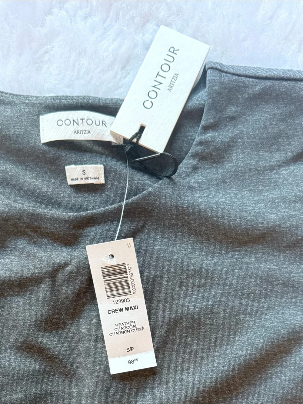 Aritzia Contour Crew Long-sleeve Maxi Dress Heather Charcoal - Picture 5 of 7
